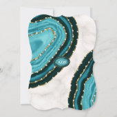 Luxury Turquoise Waterverf Agate Pearls Wedding Kaart (Achterkant)
