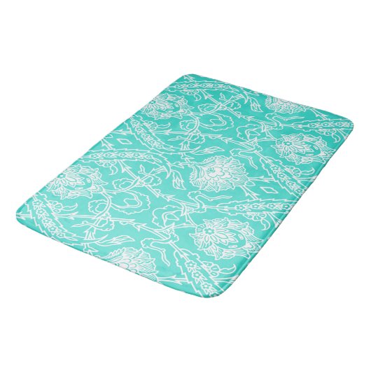 Luxury Turquoise & White Damask Decorative Pattern Badmat (Gekanteld)