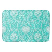 Luxury Turquoise & White Damask Decorative Pattern