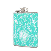 Luxury Turquoise & White Damask Decorative Pattern Heupfles (Links)