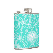 Luxury Turquoise & White Damask Decorative Pattern Heupfles (Rechts)