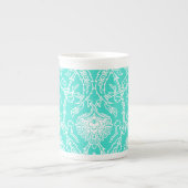 Luxury Turquoise & White Damask Decorative Pattern Porselein Kop (Voorkant)