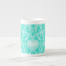 Luxury Turquoise & White Damask Decorative Pattern