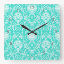 Luxury Turquoise & White Damask Decorative Pattern