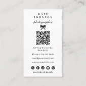 Luxury Unique Elegant Photographer QR Code Visitekaartje (Achterkant)