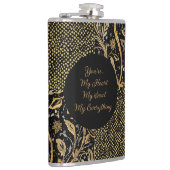 Luxury, Valentine's Day,Black Gold Florals ,Pixel  Heupfles (Rechts)