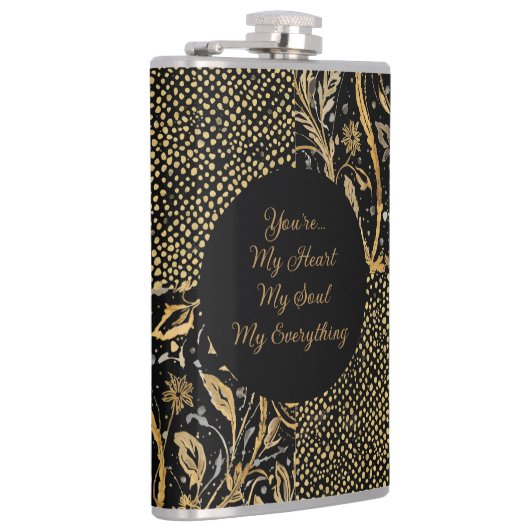 Luxury, Valentine's Day,Black Gold Florals ,Pixel  Heupfles (Rechts)