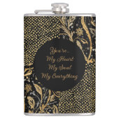 Luxury, Valentine's Day,Black Gold Florals ,Pixel  Heupfles (Voorkant)