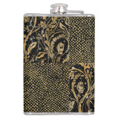 Luxury, Valentine's Day,Black Gold Florals ,Pixel  Heupfles (Achterkant)