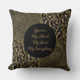 Luxury, Valentine's Day,Black Gold Florals ,Pixel Kussen
