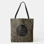 Luxury, Valentine's Day,Black Gold Florals ,Pixel Tote Bag (Voorkant)