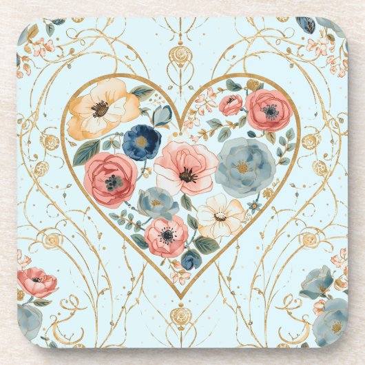 Luxury, Valentine's Day, Flowers of My Heart Bier Onderzetter (Voorkant)