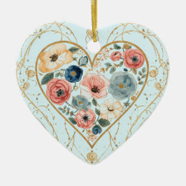 Luxury, Valentine's Day, Flowers of My Heart Keramisch Ornament