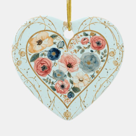 Luxury, Valentine's Day, Flowers of My Heart Keramisch Ornament (Voorkant)