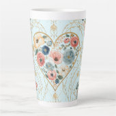 Luxury, Valentine's Day, Flowers of My Heart Latte Mok (Voorkant)