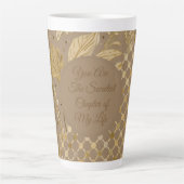 Luxury, Valentine's Day, Gold Flowers, Pixels  Latte Mok (Voorkant)