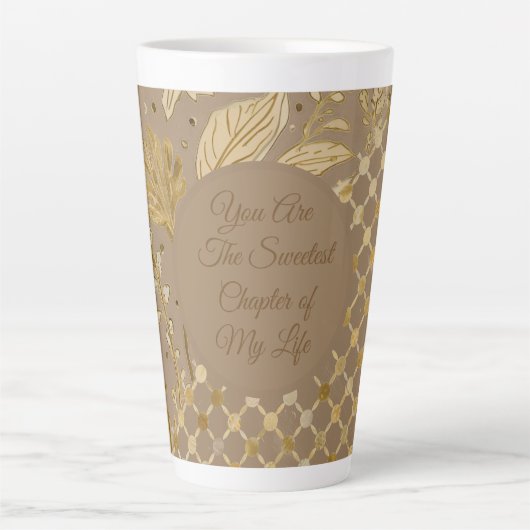 Luxury, Valentine's Day, Gold Flowers, Pixels  Latte Mok (Voorkant)