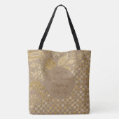 Luxury, Valentine's Day, Gold Flowers, Pixels   Tote Bag (Achterkant)
