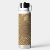 Luxury, Valentine's Day, Gold Flowers, Pixels  Waterfles (Achterkant)
