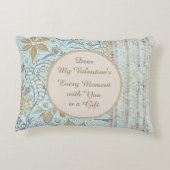 Luxury, Valentine's Day,Gold Soft Blue Flowers Art Accent Kussen (Achterkant)