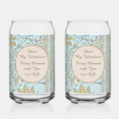 Luxury, Valentine's Day,Gold Soft Blue Flowers Art Blikvorm Glas (Achterkant)
