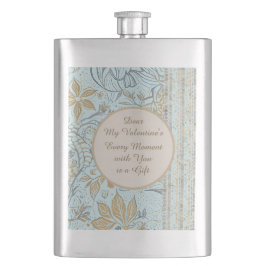 Luxury, Valentine's Day,Gold Soft Blue Flowers Art Flacon