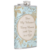 Luxury, Valentine's Day,Gold Soft Blue Flowers Art Heupfles (Rechts)