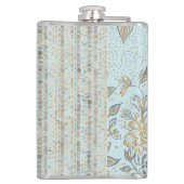 Luxury, Valentine's Day,Gold Soft Blue Flowers Art Heupfles (Achterkant)