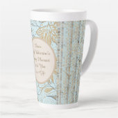 Luxury, Valentine's Day,Gold Soft Blue Flowers Art Latte Mok (Rechterhoek)