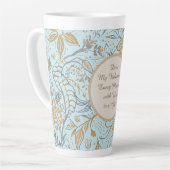 Luxury, Valentine's Day,Gold Soft Blue Flowers Art Latte Mok (Linkerhoek)