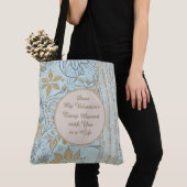 Luxury, Valentine's Day,Gold Soft Blue Flowers Art Tote Bag (Dichtbij)