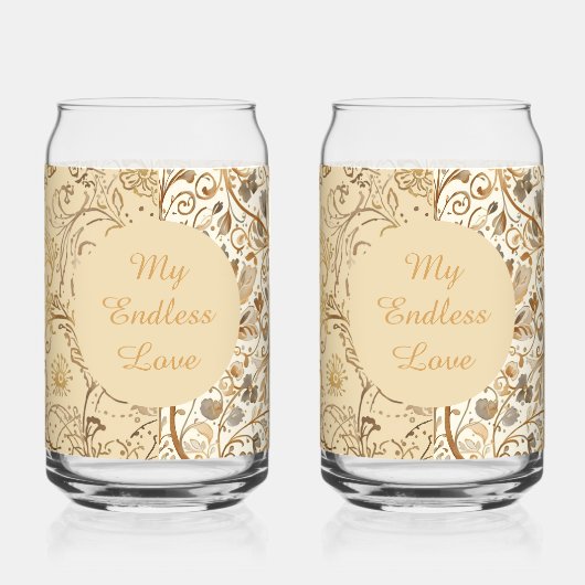Luxury,Valentine's Day,Lovely Gold Flowers Pattern Blikvorm Glas (Voorkant)