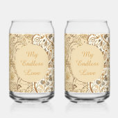 Luxury,Valentine's Day,Lovely Gold Flowers Pattern Blikvorm Glas (Achterkant)