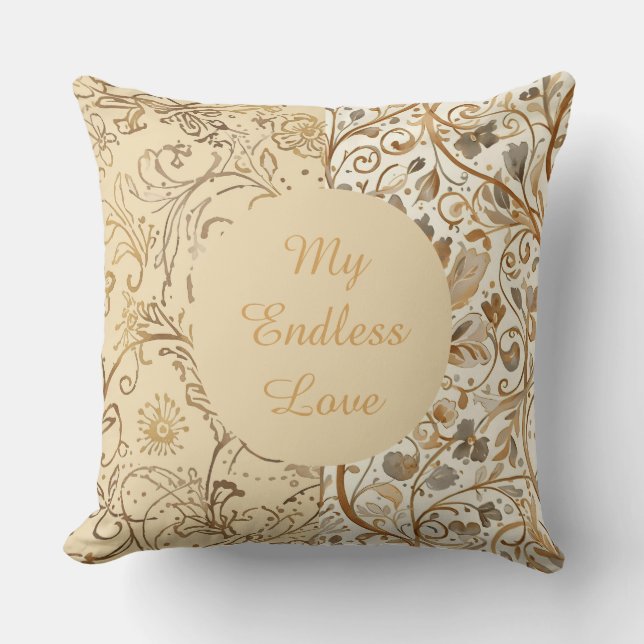 Luxury,Valentine's Day,Lovely Gold Flowers Pattern Kussen (Voorkant)