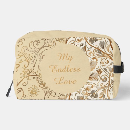 Luxury,Valentine's Day,Lovely Gold Flowers Pattern Toilettasje (Achterkant)