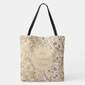 Luxury,Valentine's Day,Lovely Gold Flowers Pattern Tote Bag (Achterkant)
