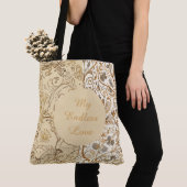 Luxury,Valentine's Day,Lovely Gold Flowers Pattern Tote Bag (Dichtbij)