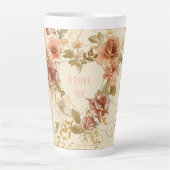 Luxury, Valentine's Day , Roses, Love Heart Latte Mok (Voorkant)