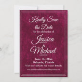 Luxury Velvet Burgundy Berry Monogram Wedding Save The Date (Voorkant)