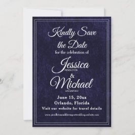 Luxury Velvet Navy Blue Monogram Wedding Save The Date