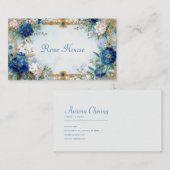 Luxury Victorian Blue Floral Ornate Gold Frame Visitekaartje (Voorkant / Achterkant)