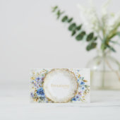 Luxury Victorian Blue Floral Ornate Gold Plate Visitekaartje (Staand voorkant)