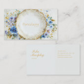 Luxury Victorian Blue Floral Ornate Gold Plate Visitekaartje (Voorkant / Achterkant)