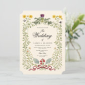 Luxury Victorian Botanical Wedding Kaart (Staand voorkant)