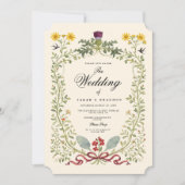 Luxury Victorian Botanical Wedding Kaart (Voorkant)