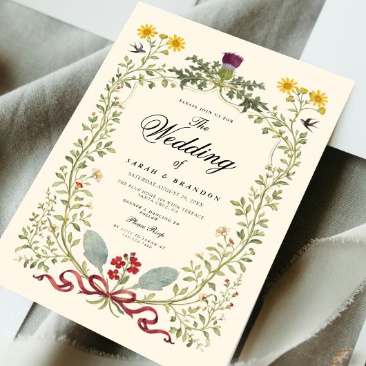Luxury Victorian Botanical Wedding Kaart
