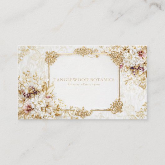Luxury Victorian Gold Rococo Frame White Floral Visitekaartje (Voorkant)