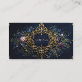 Luxury Victorian Ornate Gold Floral and Jewel Tone Visitekaartje