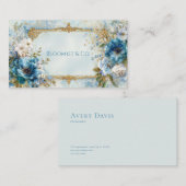 Luxury Victorian Ornate Gold Frame Blue Floral Visitekaartje (Voorkant / Achterkant)