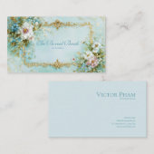 Luxury Victorian Ornate Gold Frame Teal Floral Visitekaartje (Voorkant / Achterkant)